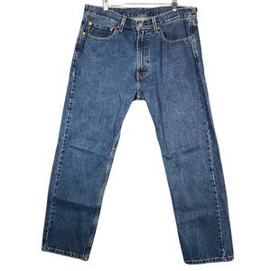 Levi's Men’s 505 Regular Fit Straight Leg Black Denim Jeans Size 36 x 30